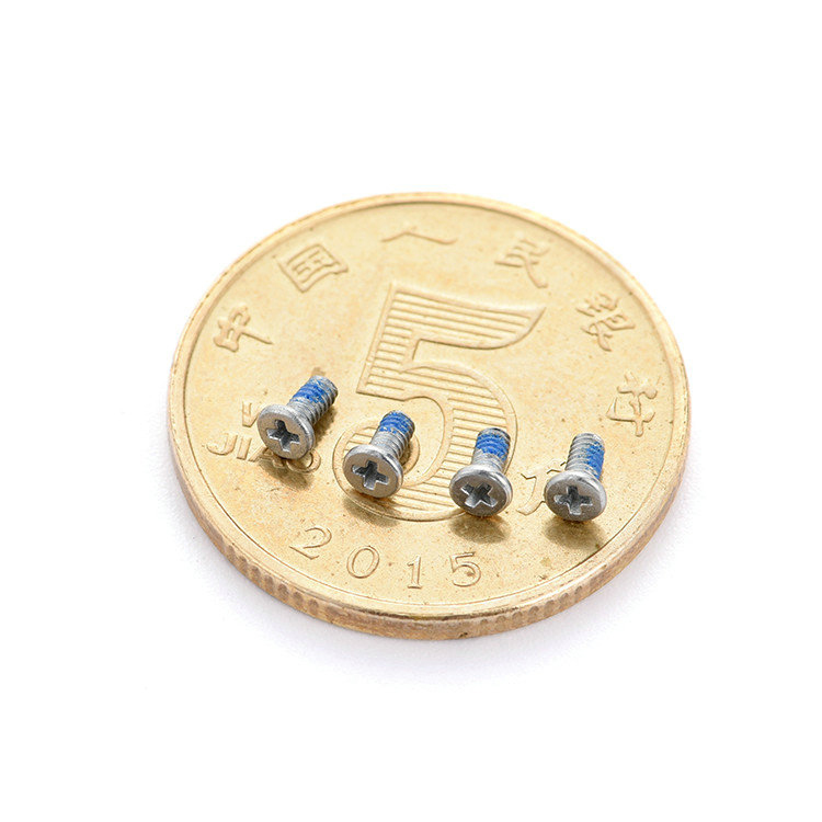 M1.2X3mm litteäpäinen ristikkäinen hiiliteräksinen mikrolukkoruuvi
